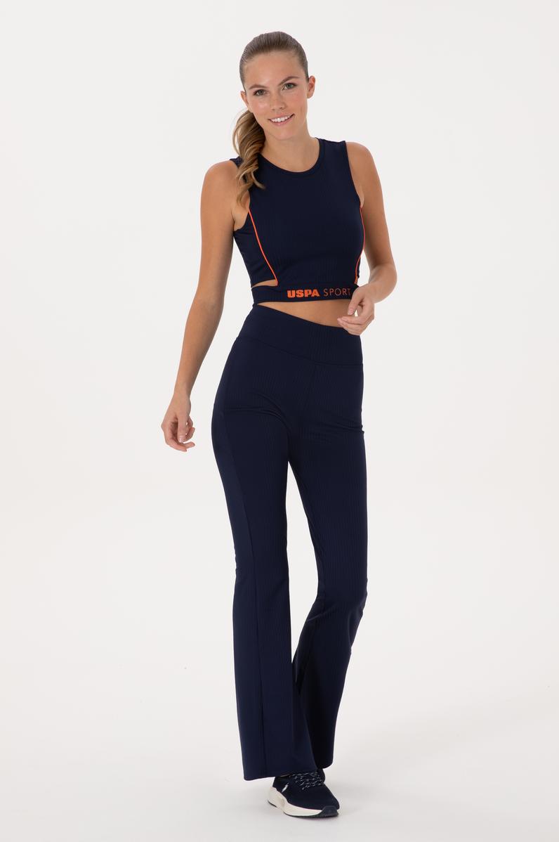 Kadın Lacivert Yüksek Bel İspanyol Paça Tayt