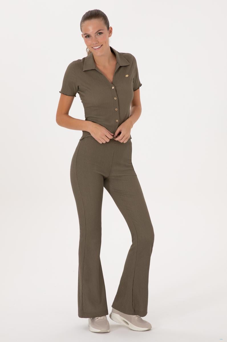 Kadın Vizon Yüksek Bel İspanyol Paça Tayt