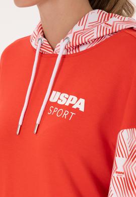 Kadın Kırmızı Modal Karışımlı Kapüşonlu Sweatshırt - 50300694012