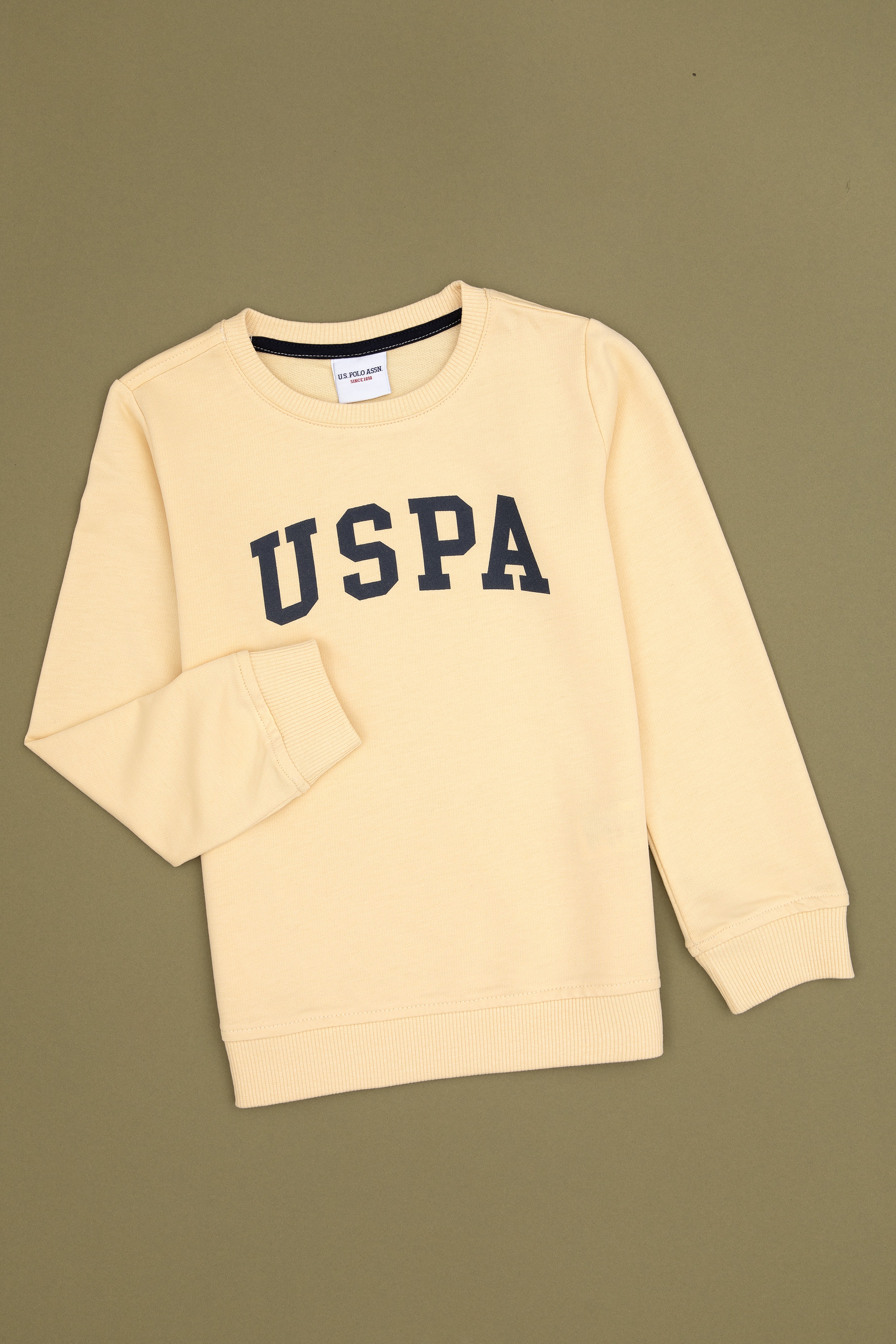 Erkek Çocuk Beyaz Basic Bisiklet Yaka Sweatshirt - Image 1