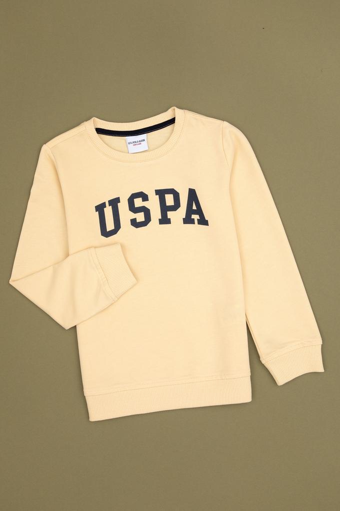 Erkek Çocuk Beyaz Basic Bisiklet Yaka Sweatshirt