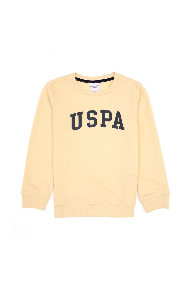 Erkek Çocuk Beyaz Basic Bisiklet Yaka Sweatshirt