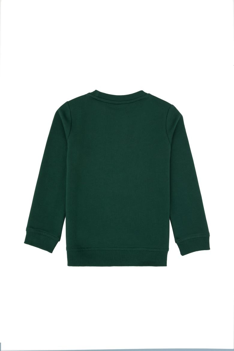 Erkek Çocuk Koyu Yeşil Basic Bisiklet Yaka Sweatshirt - 50313994039