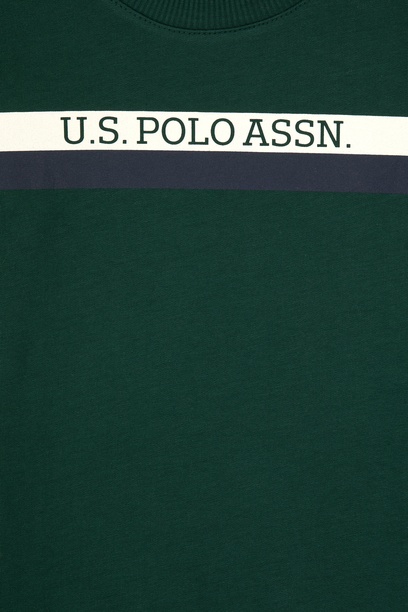 Erkek Çocuk Koyu Yeşil Basic Bisiklet Yaka Sweatshirt