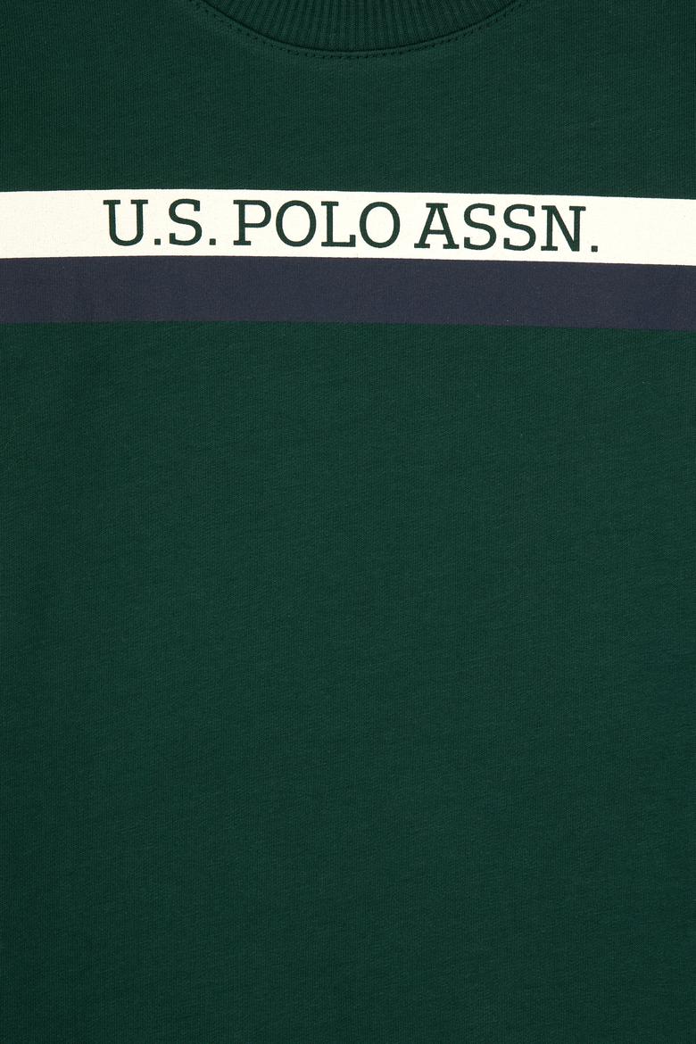 Erkek Çocuk Koyu Yeşil Basic Bisiklet Yaka Sweatshirt - 50313994039