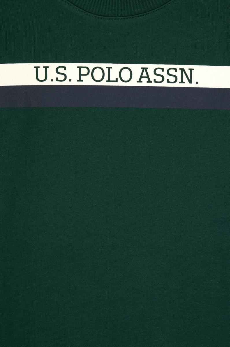 Erkek Çocuk Koyu Yeşil Basic Bisiklet Yaka Sweatshirt