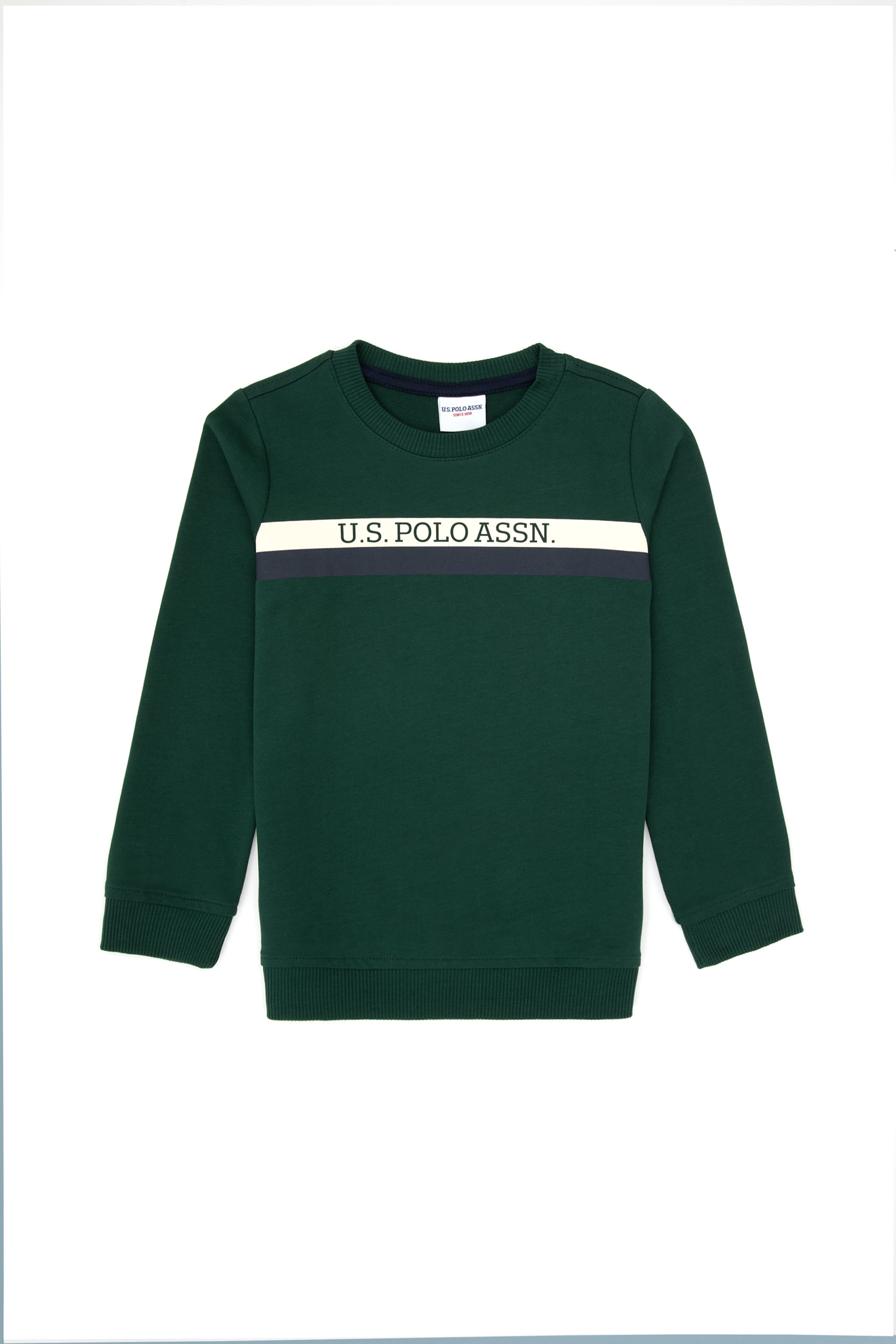 Erkek Çocuk Koyu Yeşil Basic Bisiklet Yaka Sweatshirt - Image 1