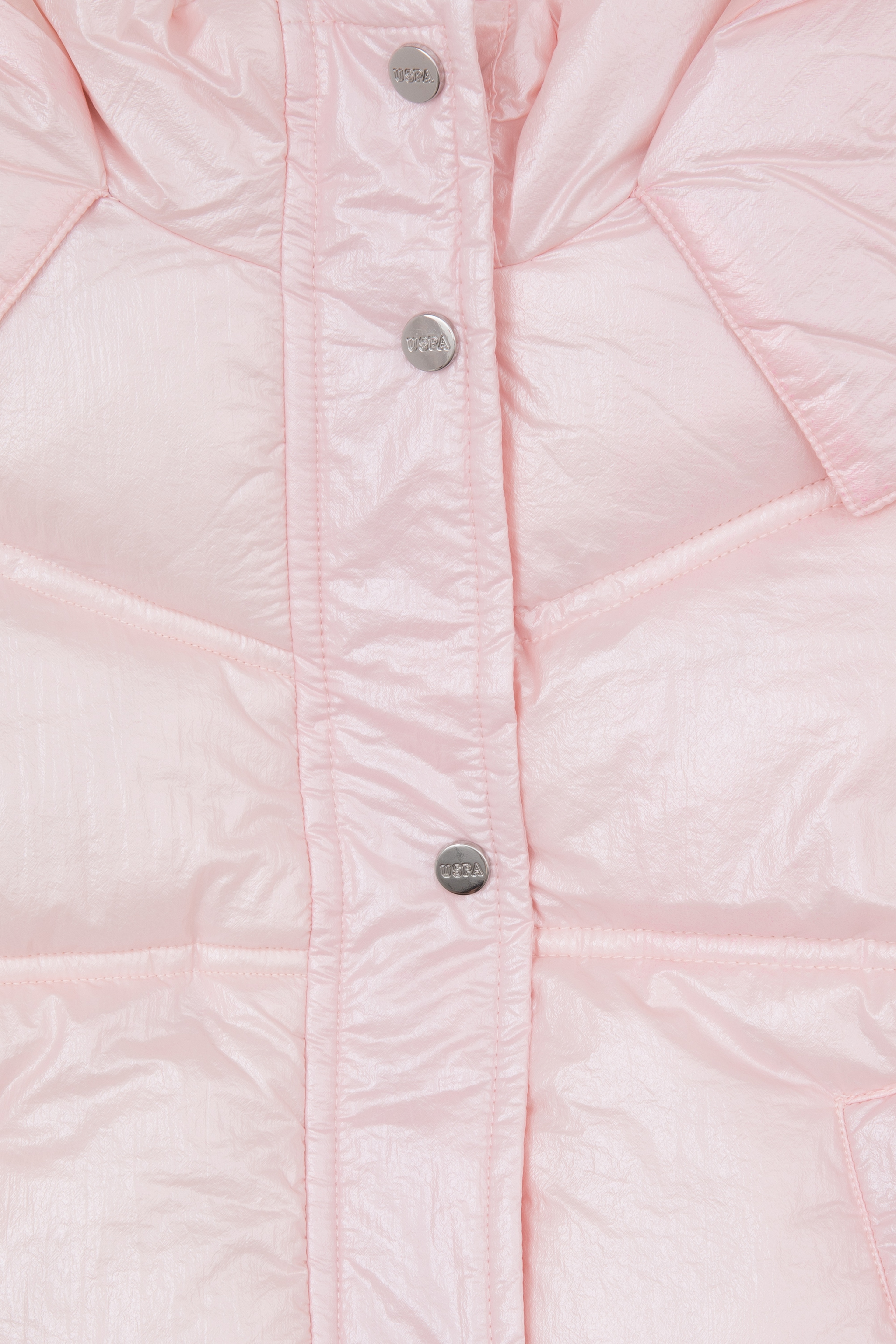 Kız Çocuk Açık Pembe Kapüşonlu Mont - Image 5