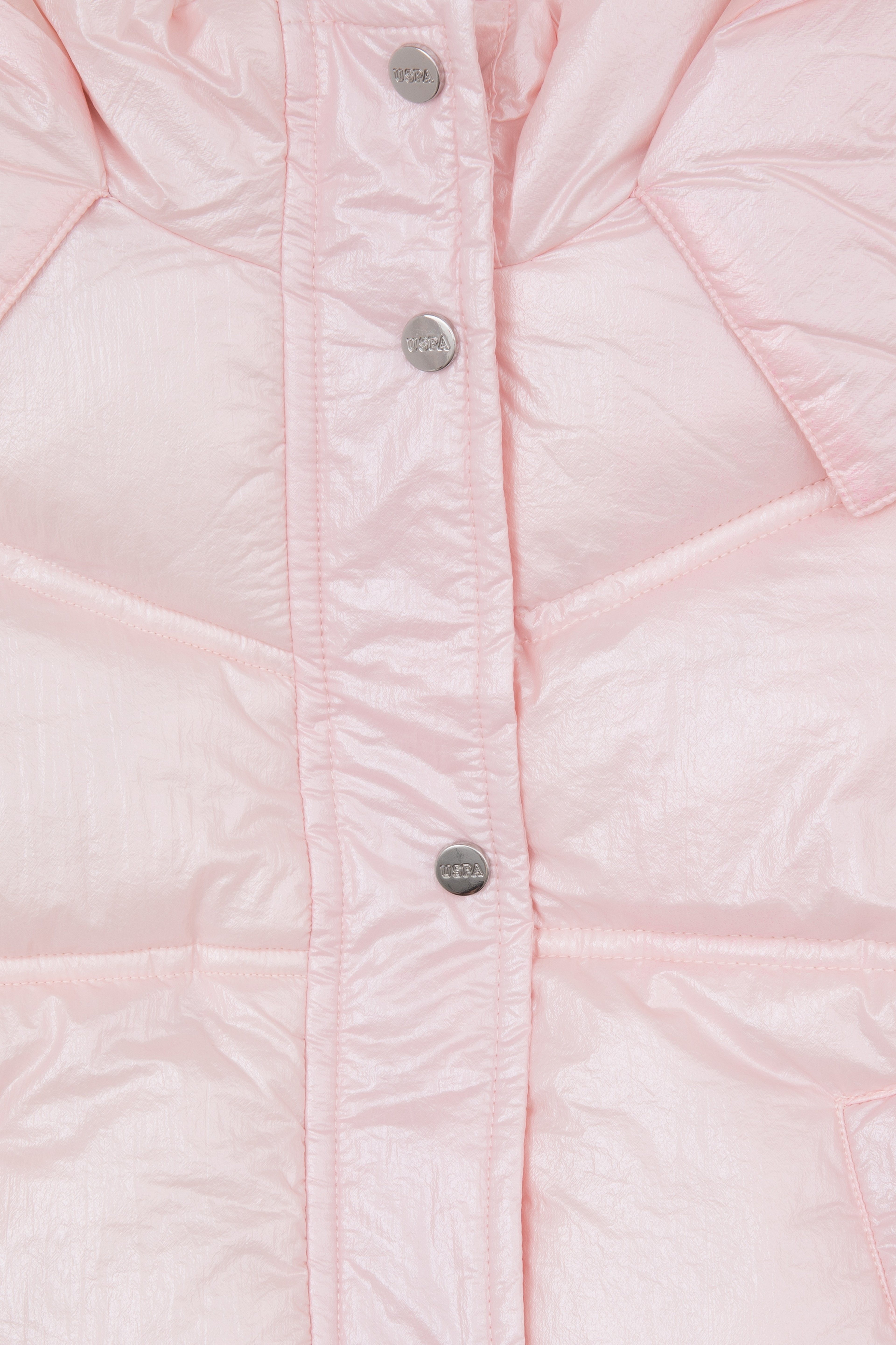 Kız Çocuk Açık Pembe Kapüşonlu Mont
