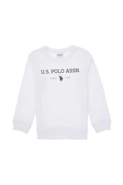 Erkek Çocuk Beyaz Bisiklet Yaka Sweatshirt