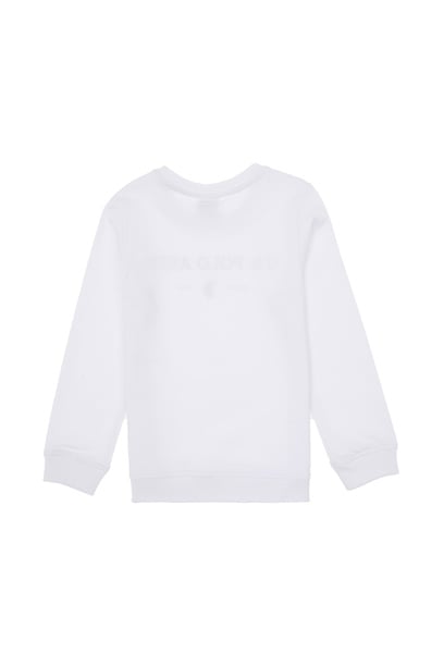 Erkek Çocuk Beyaz Bisiklet Yaka Sweatshirt