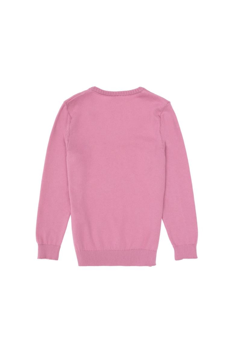 Kız Çocuk Pembe V Yaka Basic Kazak - 50316777046