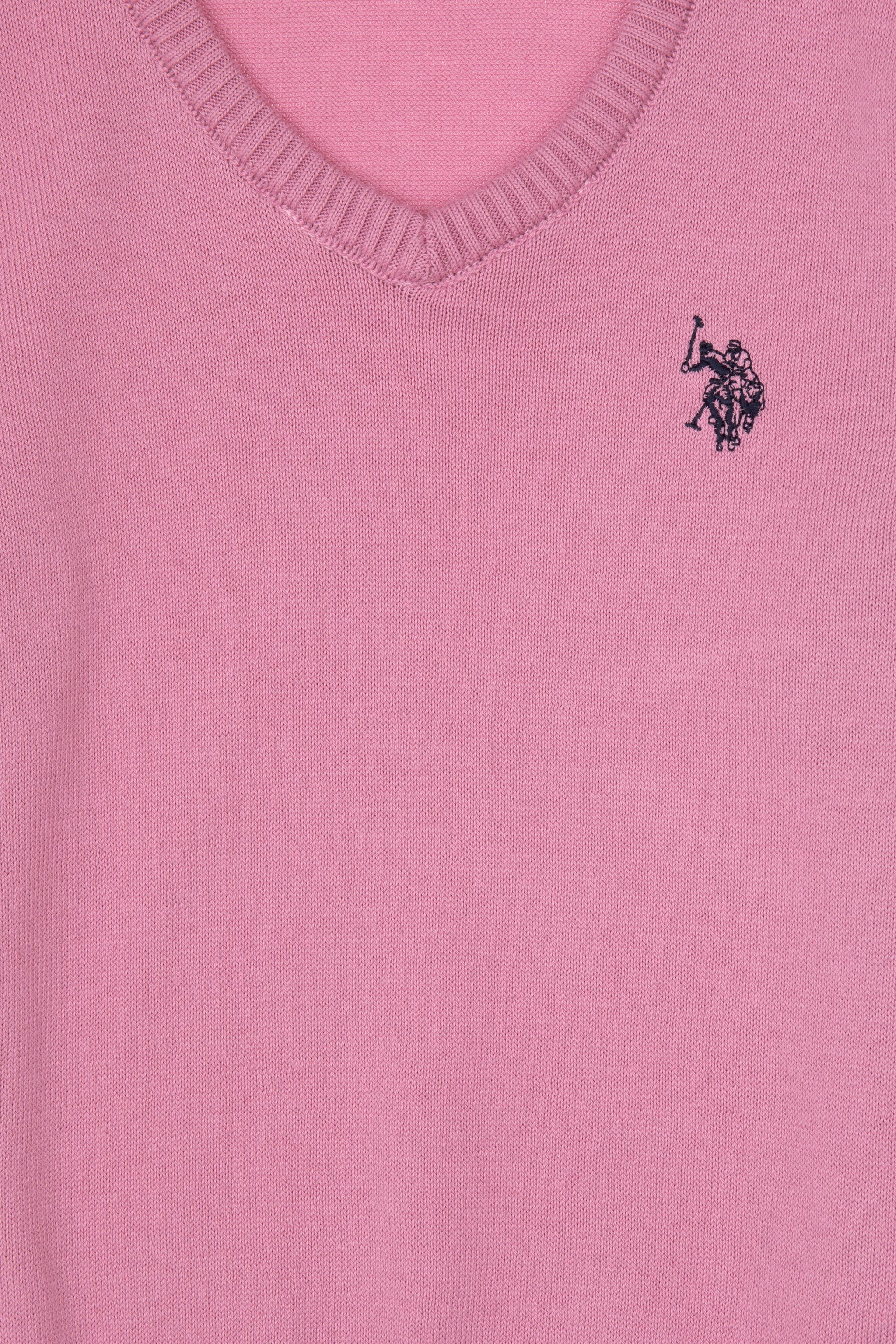 Kız Çocuk Pembe V Yaka Basic Kazak - Image 7