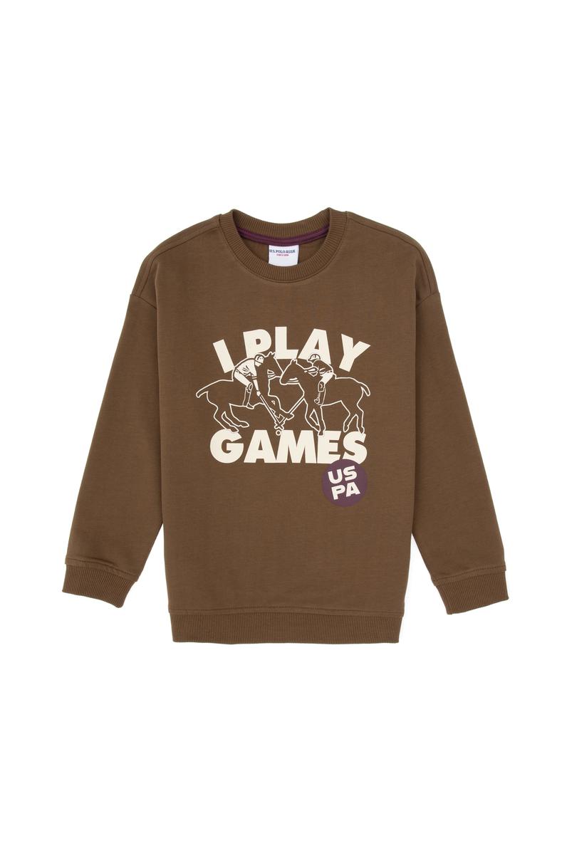 Erkek Çocuk Haki Bisiklet Yaka Sweatshirt