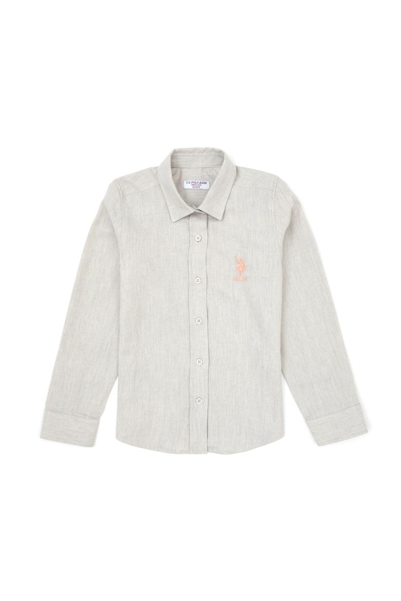 Kız Çocuk Krem Melanj Uzun Kollu Basic Gömlek - 50317666015