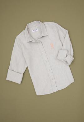 Kız Çocuk Krem Melanj Uzun Kollu Basic Gömlek - 50317666015