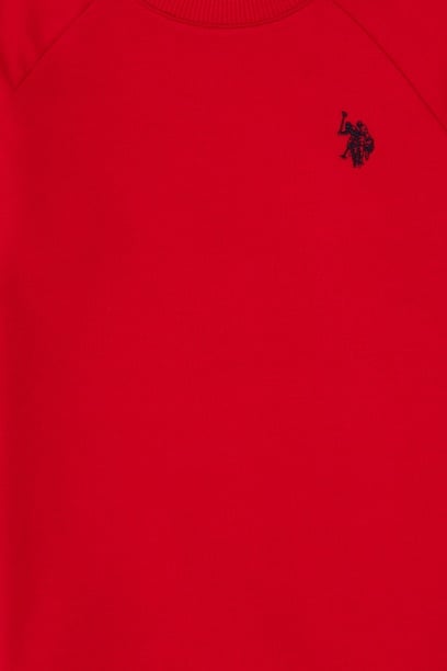 Erkek Çocuk Kırmızı Basic Bisiklet Yaka Sweatshirt