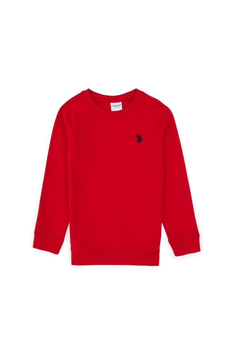 Erkek Çocuk Kırmızı Basic Bisiklet Yaka Sweatshirt