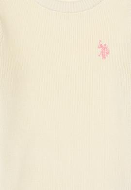 Kız Çocuk Krem Bisiklet Yaka Basic Kazak - 50316842055