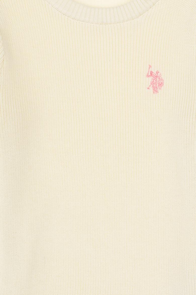 Kız Çocuk Krem Bisiklet Yaka Basic Kazak - 50316842055