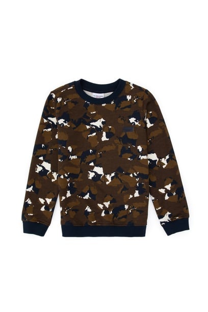 Erkek Çocuk Kahverengi Bisiklet Yaka Sweatshirt