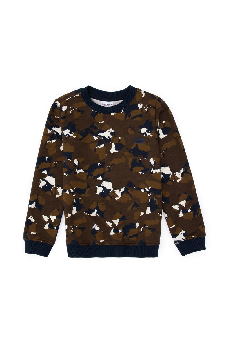 Erkek Çocuk Kahverengi Bisiklet Yaka Sweatshirt