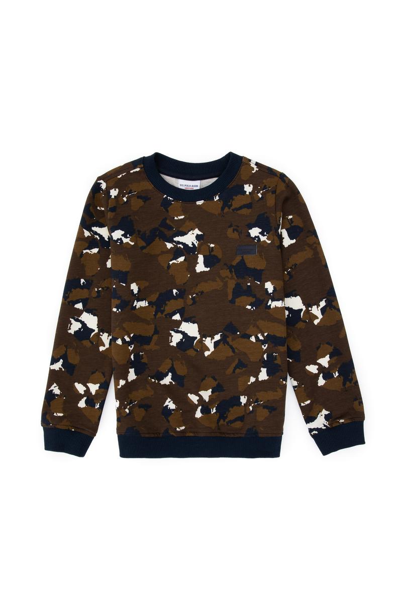 Erkek Çocuk Kahverengi Bisiklet Yaka Sweatshirt