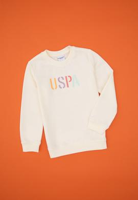 Kız Çocuk Krem Bisiklet Yaka Basic Sweatshirt - 50317883015