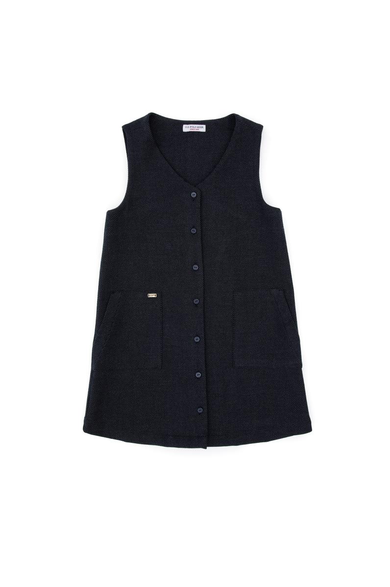 Kız Çocuk Lacivert Dokuma Elbise