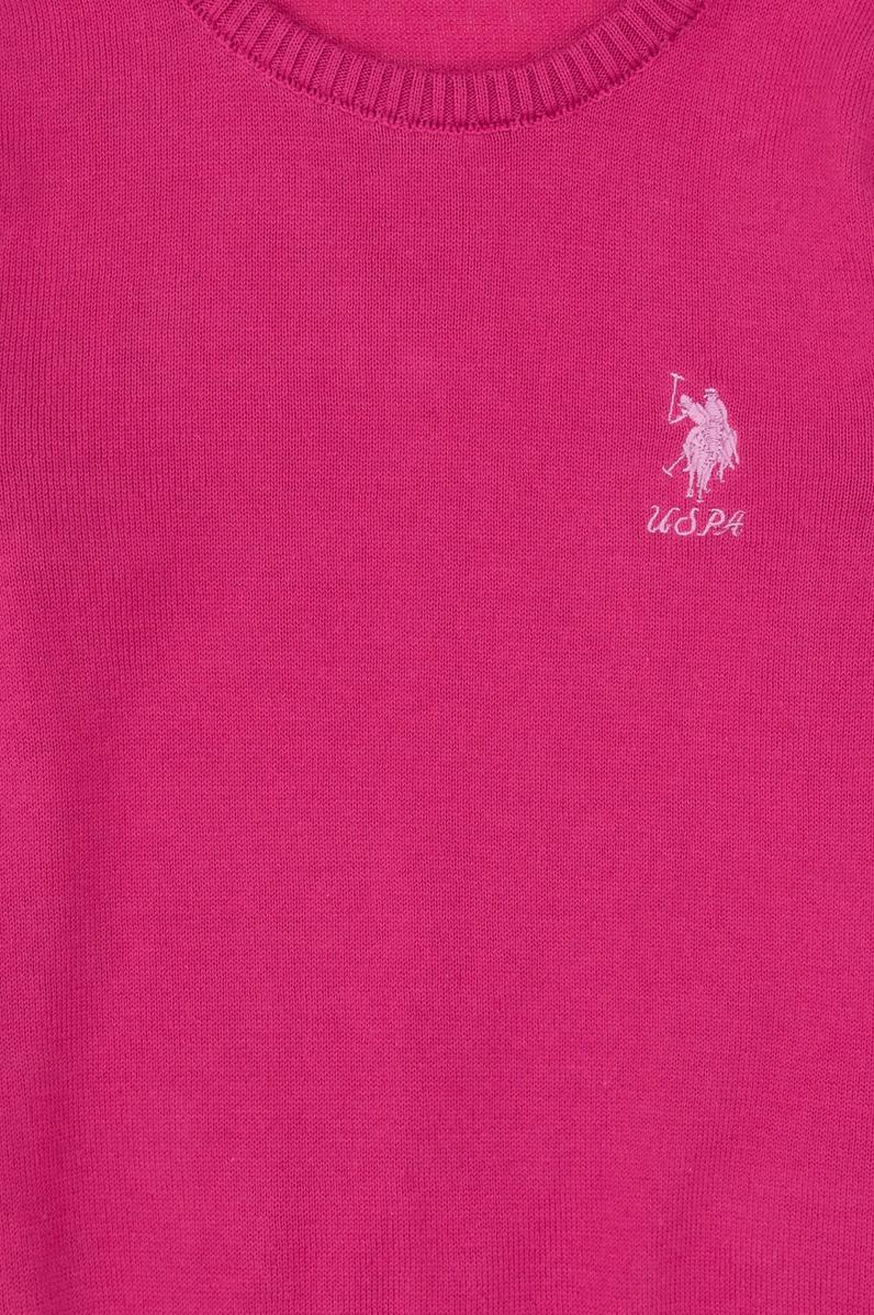 Kız Çocuk Pembe Bisiklet Yaka Basic Kazak