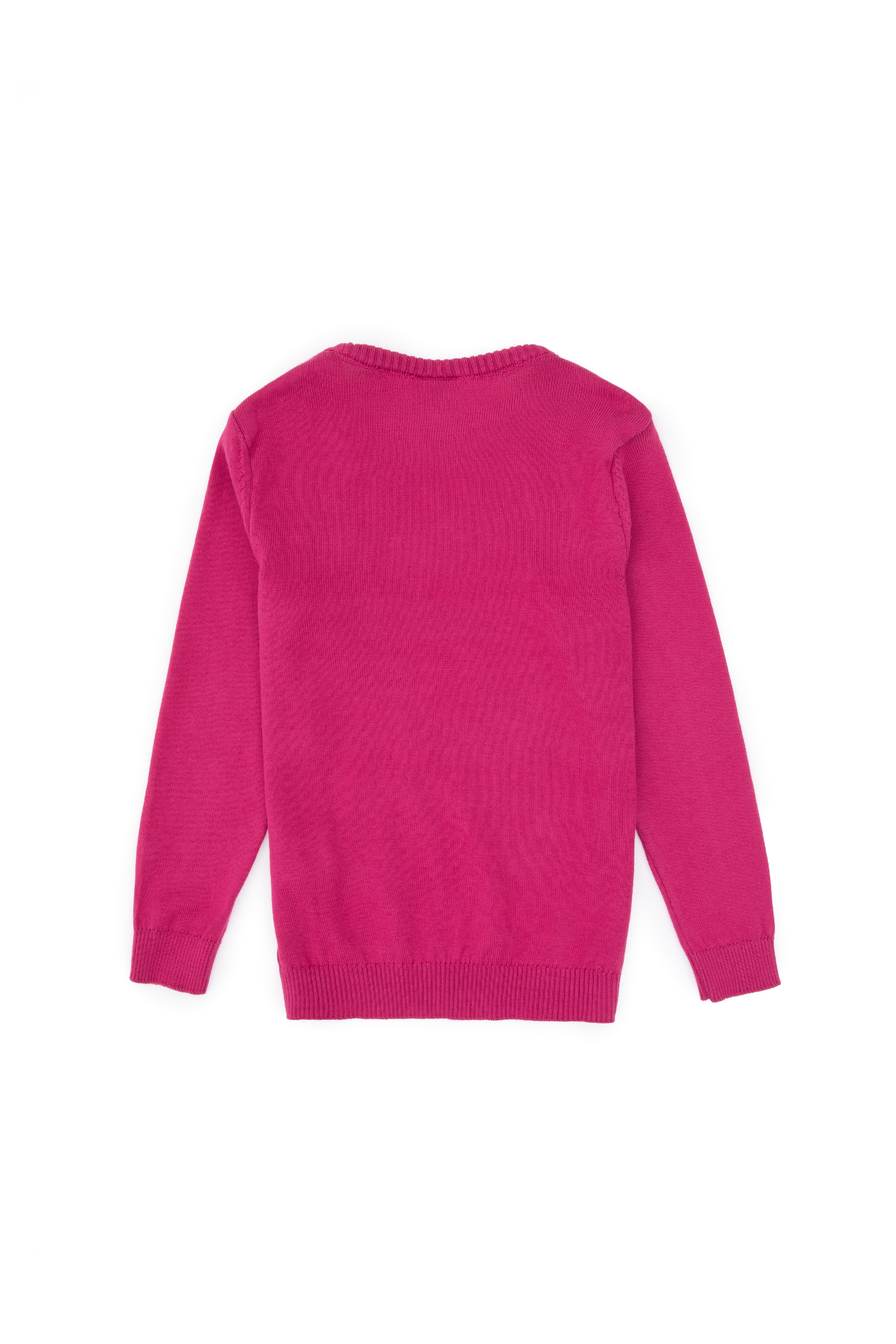 Kız Çocuk Pembe Bisiklet Yaka Basic Kazak - Image 2