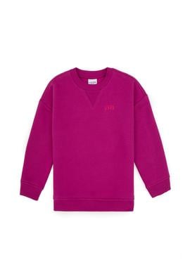 Kız Çocuk Fuşya Şardonlu Bisiklet Yaka Basic Sweatshirt - 50316810002