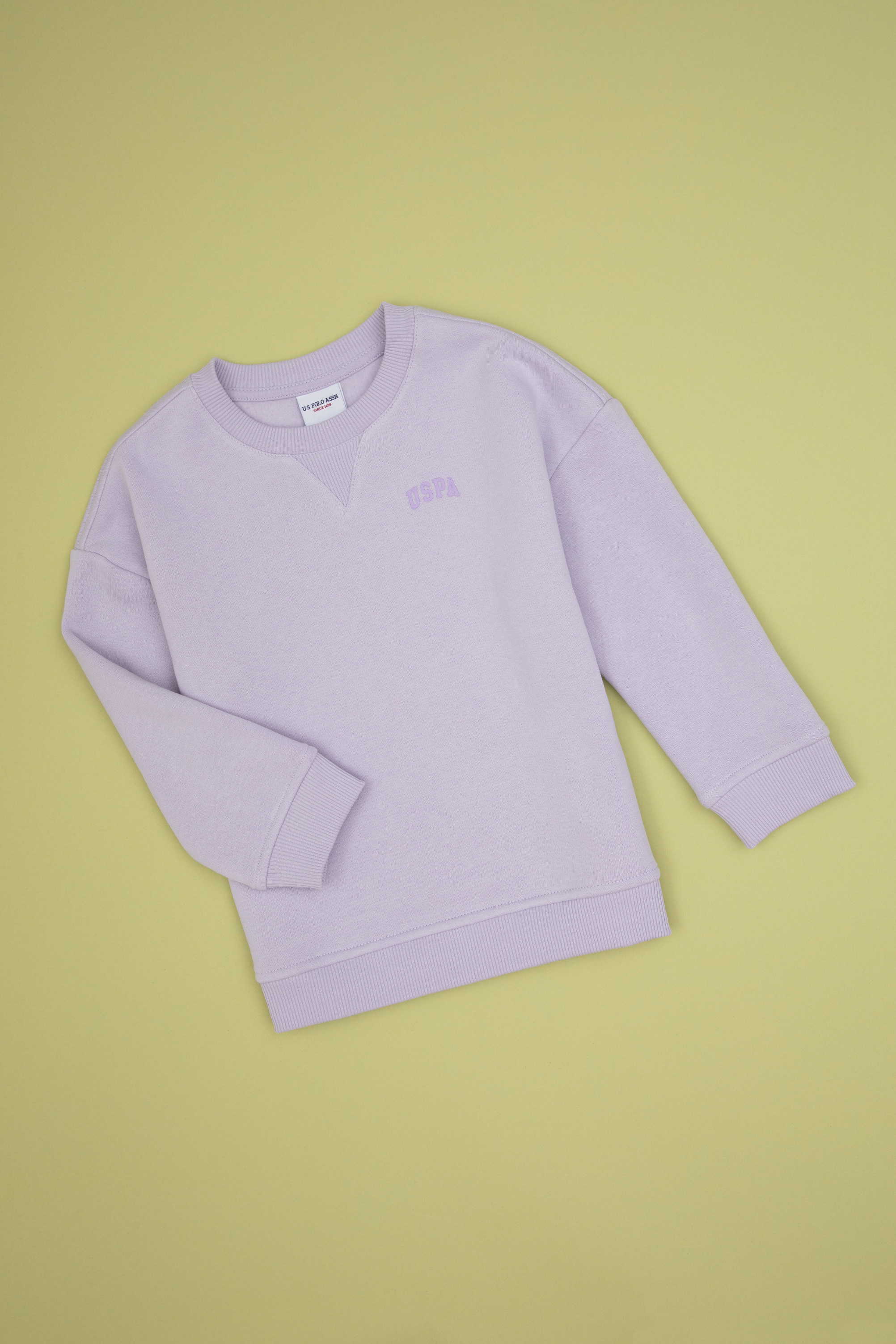 سویشرت یقه گرد سادهبه رنگ یاسی رگولار دخترانه یو اس پولو | U.S. Polo Assn. - تصویر 5