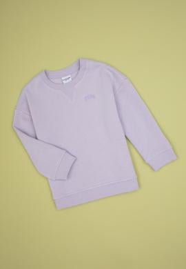 Kız Çocuk Lila Şardonlu Bisiklet Yaka Basic Sweatshirt - 50316810015