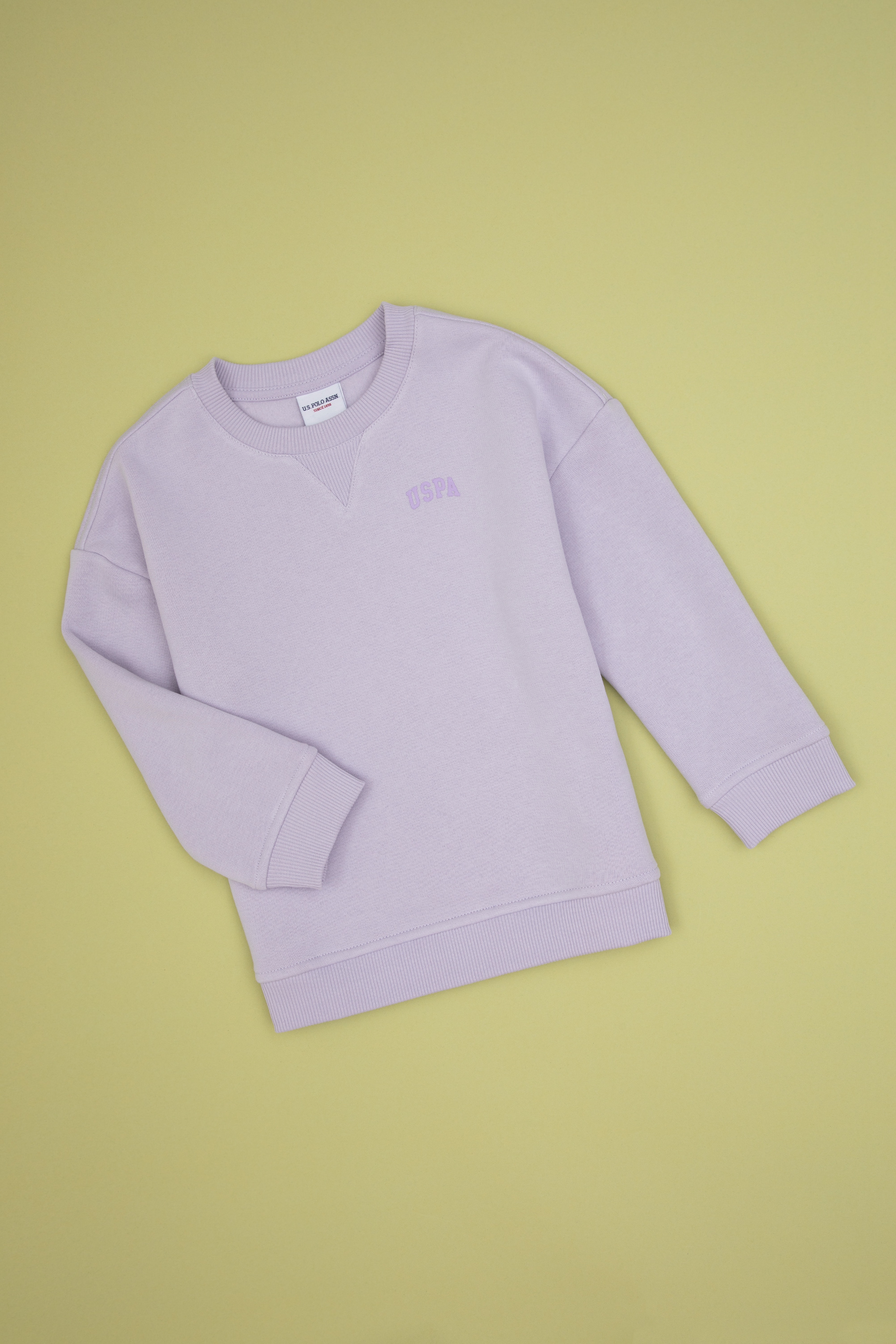 Kız Çocuk Lila Şardonlu Bisiklet Yaka Basic Sweatshirt - Image 5