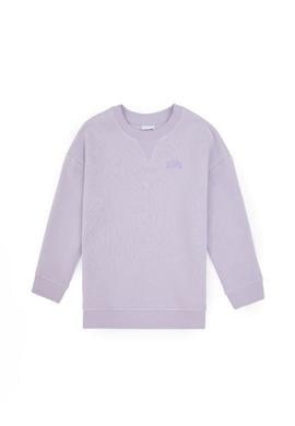 Kız Çocuk Lila Şardonlu Bisiklet Yaka Basic Sweatshirt - 50316810015