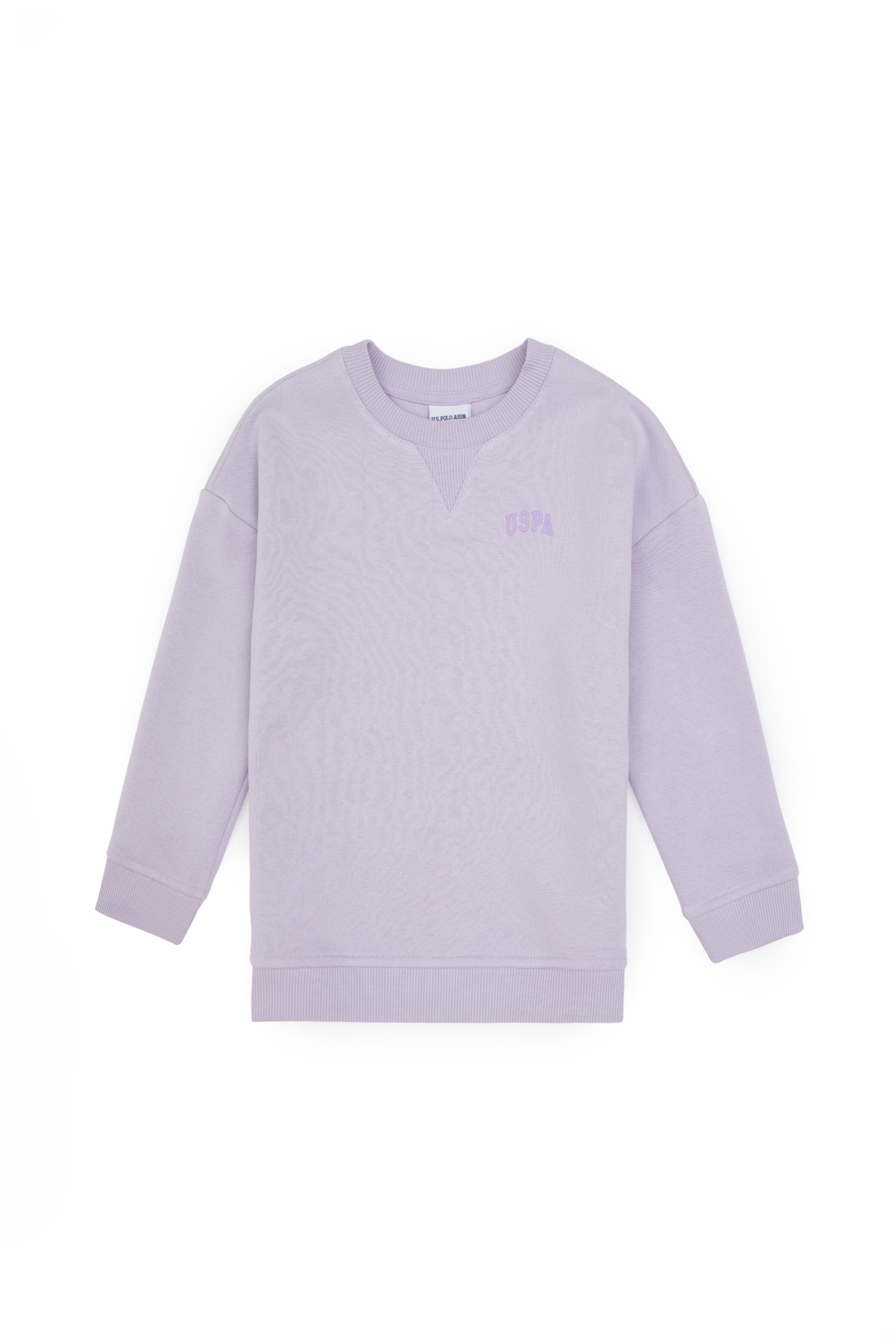 Kız Çocuk Lila Şardonlu Bisiklet Yaka Basic Sweatshirt