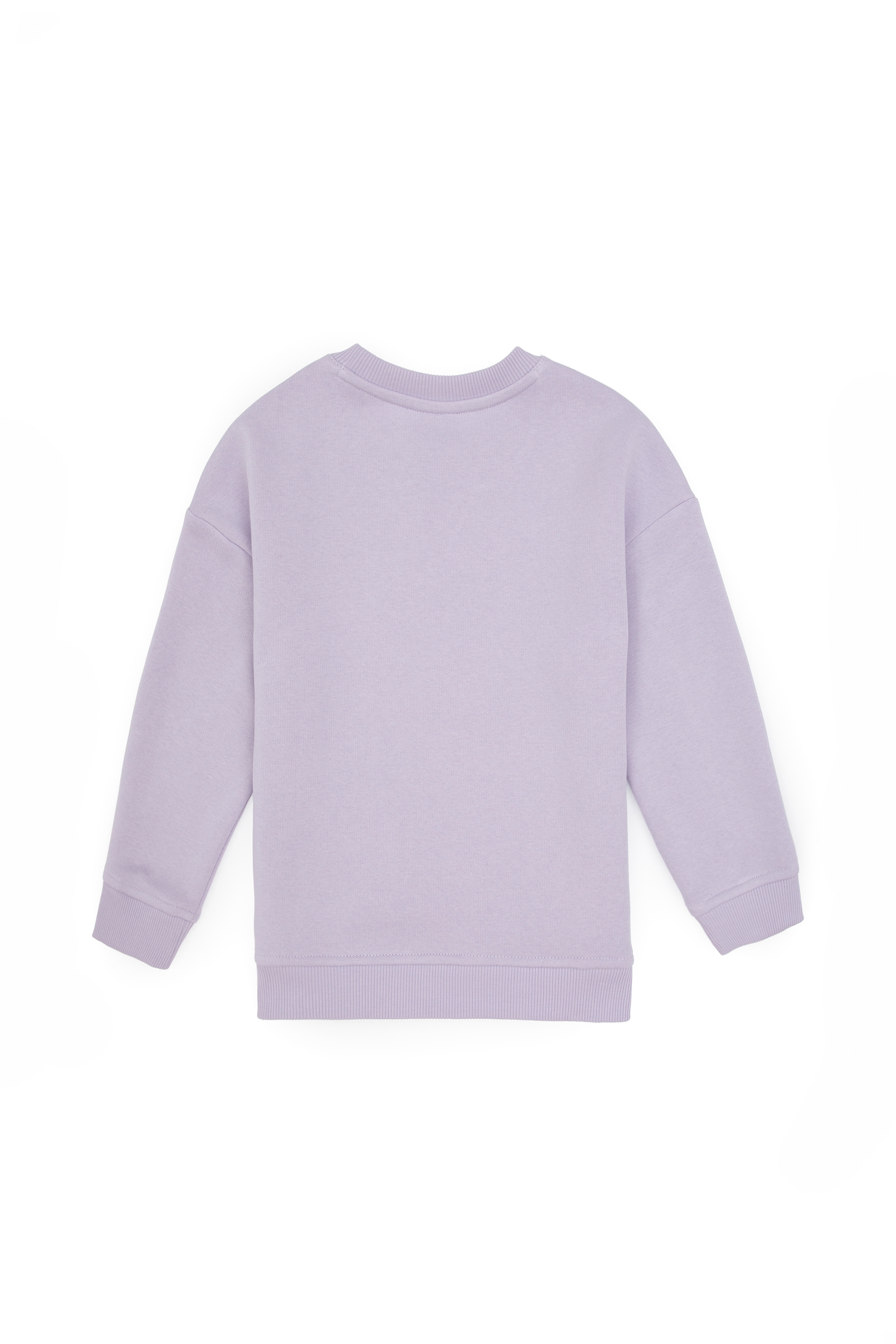 Kız Çocuk Lila Şardonlu Bisiklet Yaka Basic Sweatshirt
