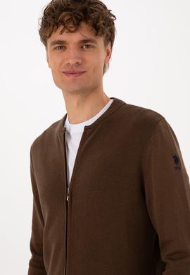 Erkek Kahverengi Basic Triko Hırka - 50313721050