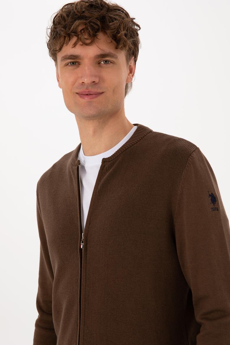 Erkek Kahverengi Basic Triko Hırka - 50313721050