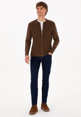 Erkek Kahverengi Basic Triko Hırka - 50313721050