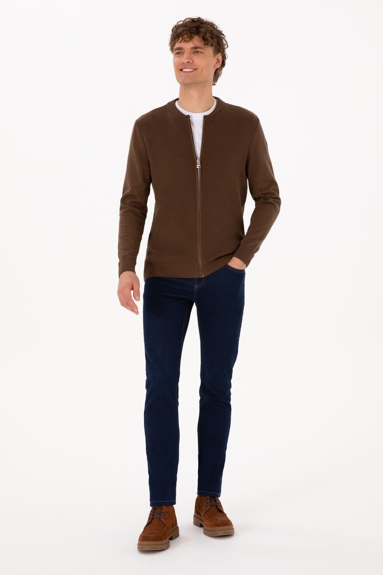 Erkek Kahverengi Basic Triko Hırka - 50313721050