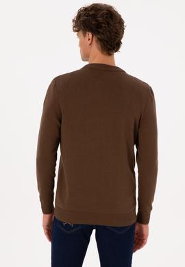 Erkek Kahverengi Basic Triko Hırka - 50313721050