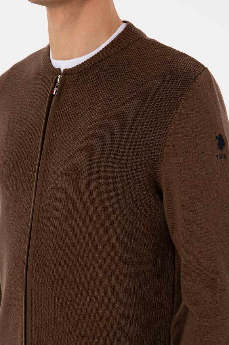 Erkek Kahverengi Basic Triko Hırka