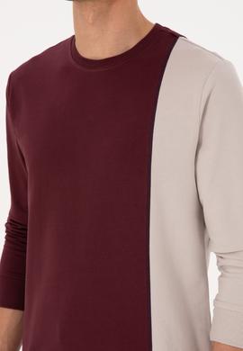 Erkek Regular Fit Bisiklet Yaka Bordo İnce Sweatshirt - 50316316007