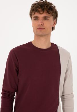 Erkek Regular Fit Bisiklet Yaka Bordo İnce Sweatshirt - 50316316007