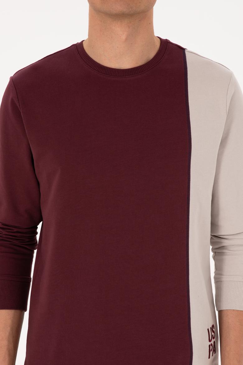 Erkek Regular Fit Bisiklet Yaka Bordo İnce Sweatshirt - 50316316007