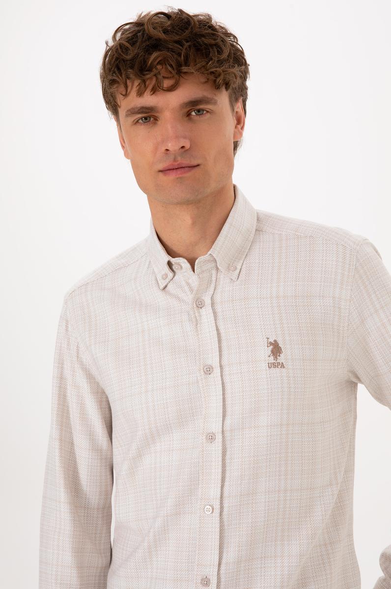 Erkek Krem Uzun Kollu Gömlek