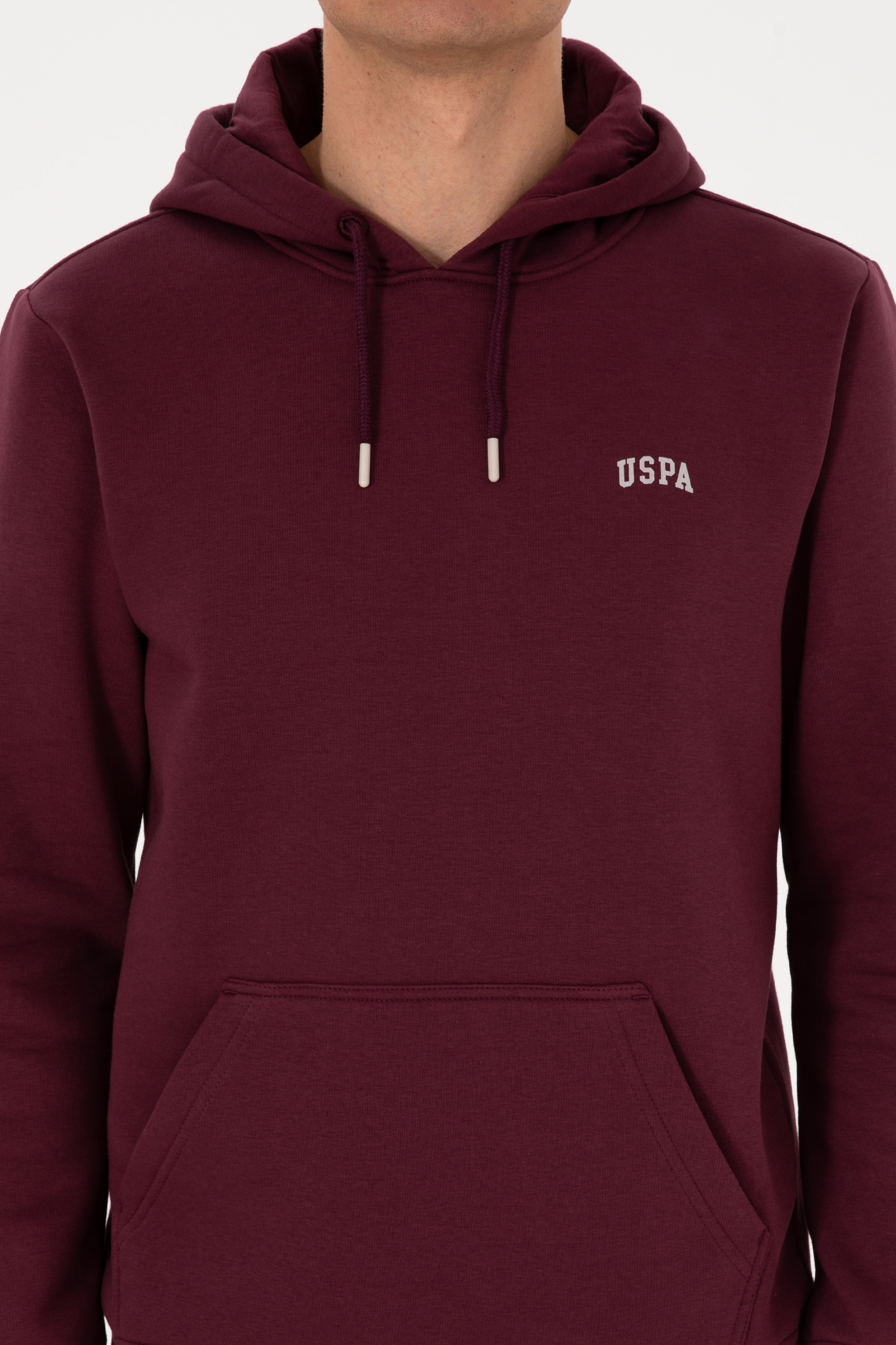 Erkek Regular Fit Kapüşonlu Şardonlu Bordo Basic Sweatshirt - Image 6