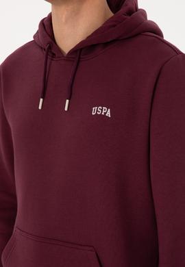 Erkek Regular Fit Kapüşonlu Şardonlu Bordo Basic Sweatshirt - 50315582283